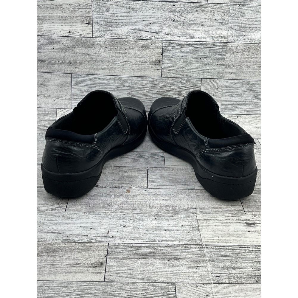 Clarks Collection Cheyn Madi Black Leather Ruched Slip On Loafers Women Sz 7.5M - Picture 6 of 10
